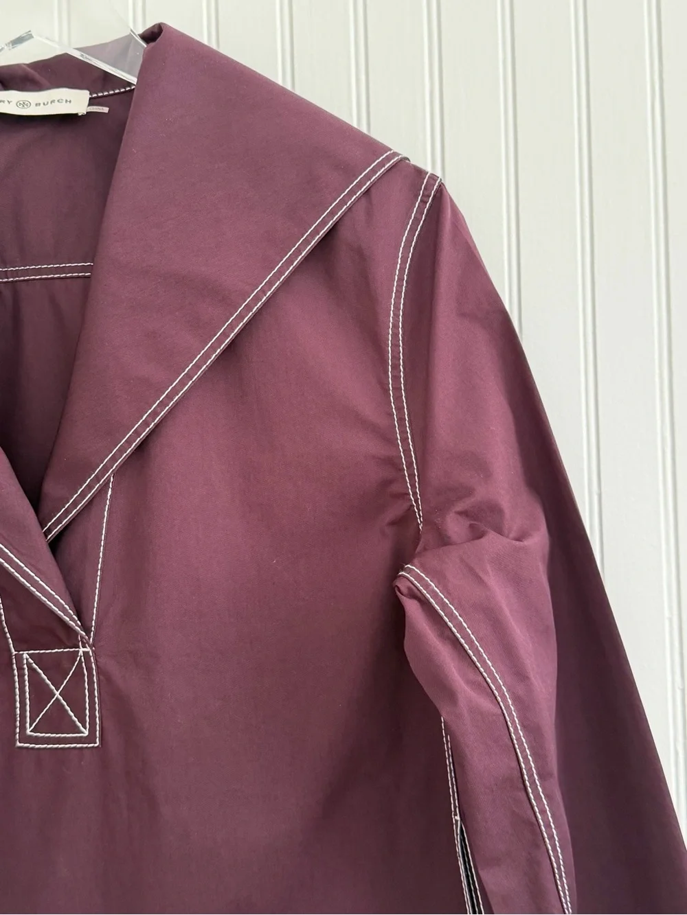 Tory Burch Cotton Poplin Top in Evening Plum